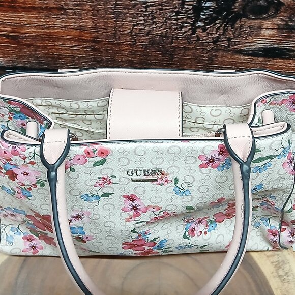 GUESS Bag Purse Handbag Satchel Floral Faux Leather NEW - Picture 8 of 14